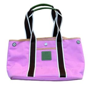 Vintage Coach Hampton purse pink Tote Bag with Green Accents